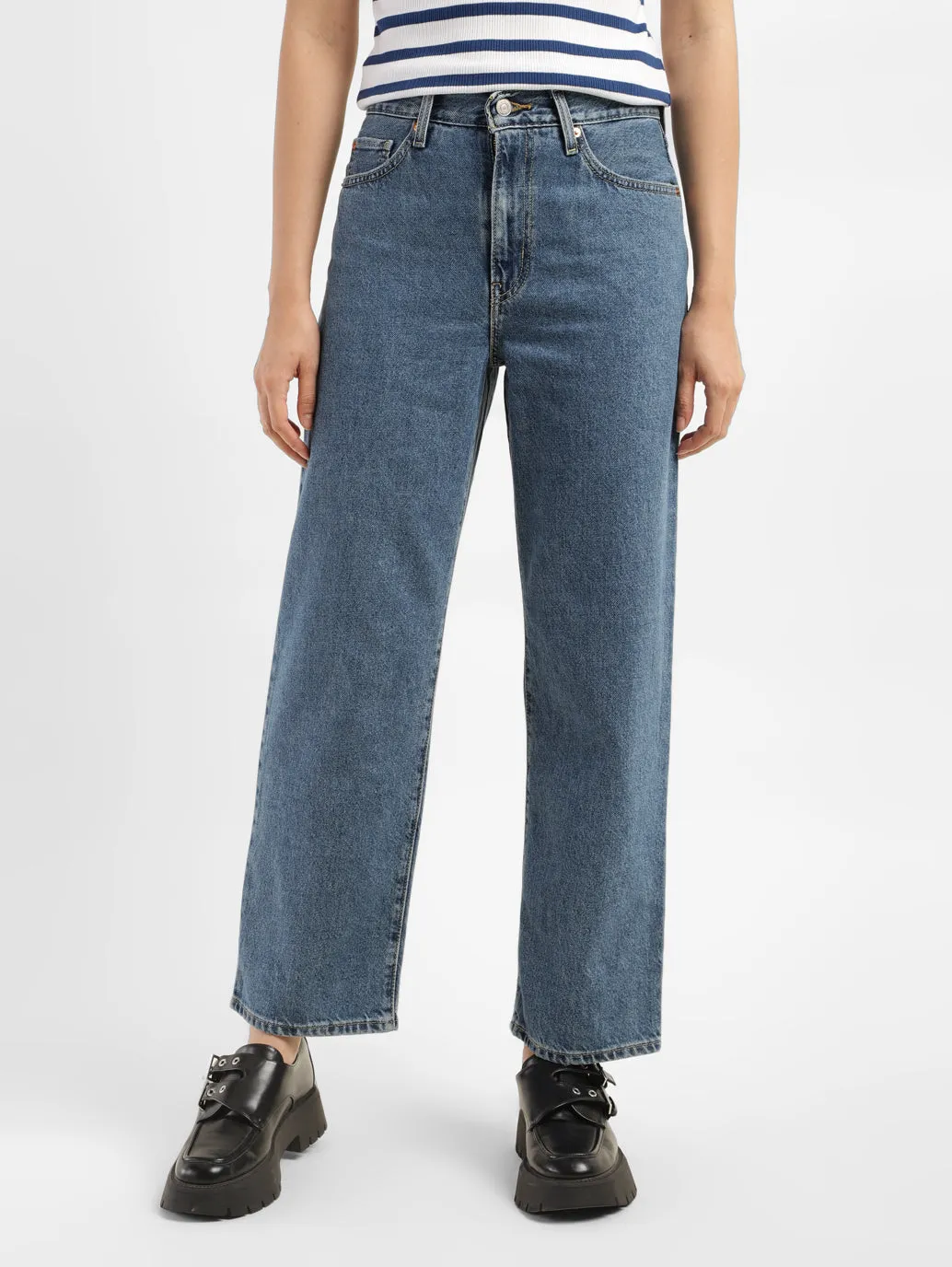 Women's 94 Blue Baggy Fit High Rise Jeans