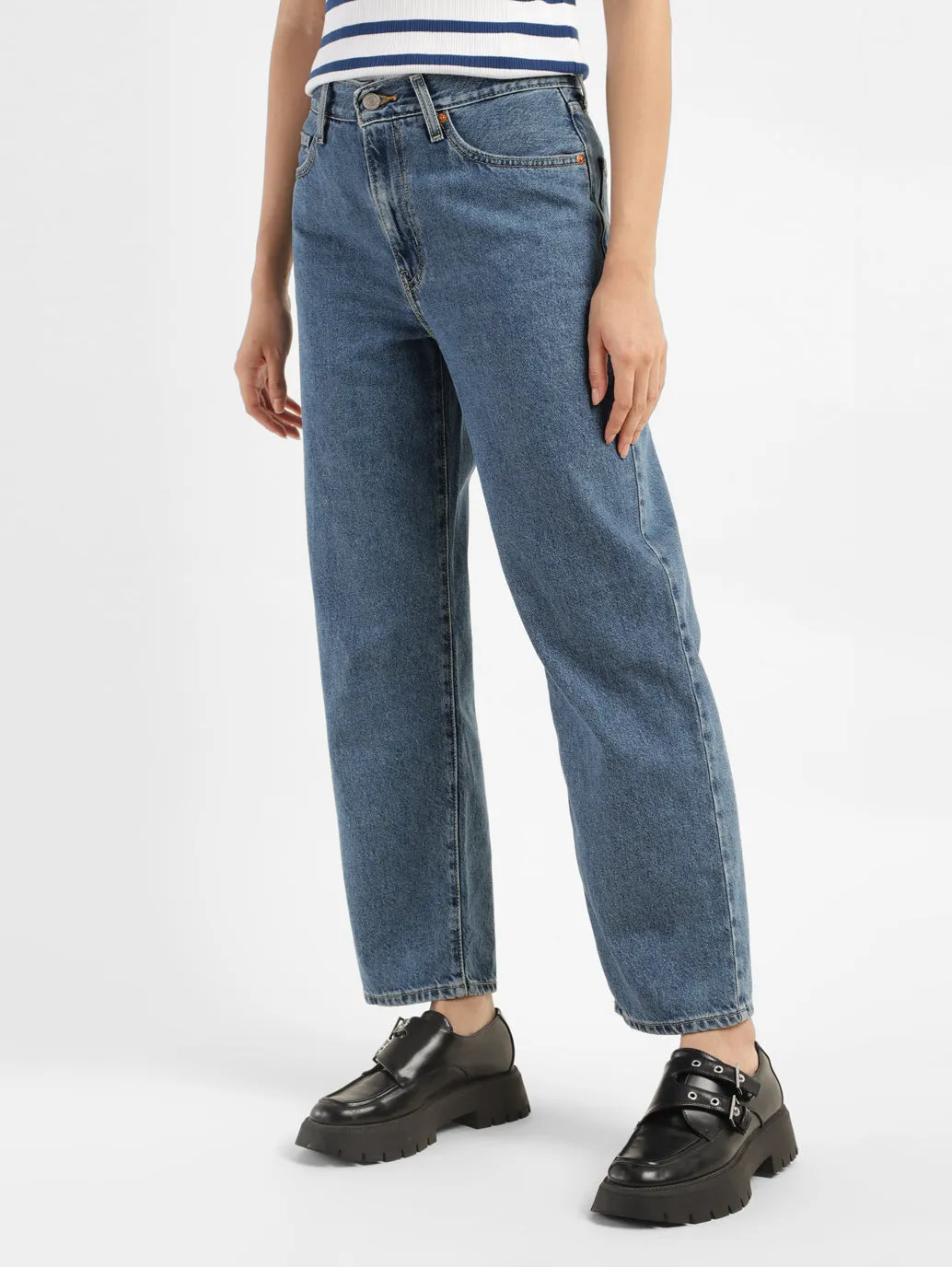 Women's 94 Blue Baggy Fit High Rise Jeans