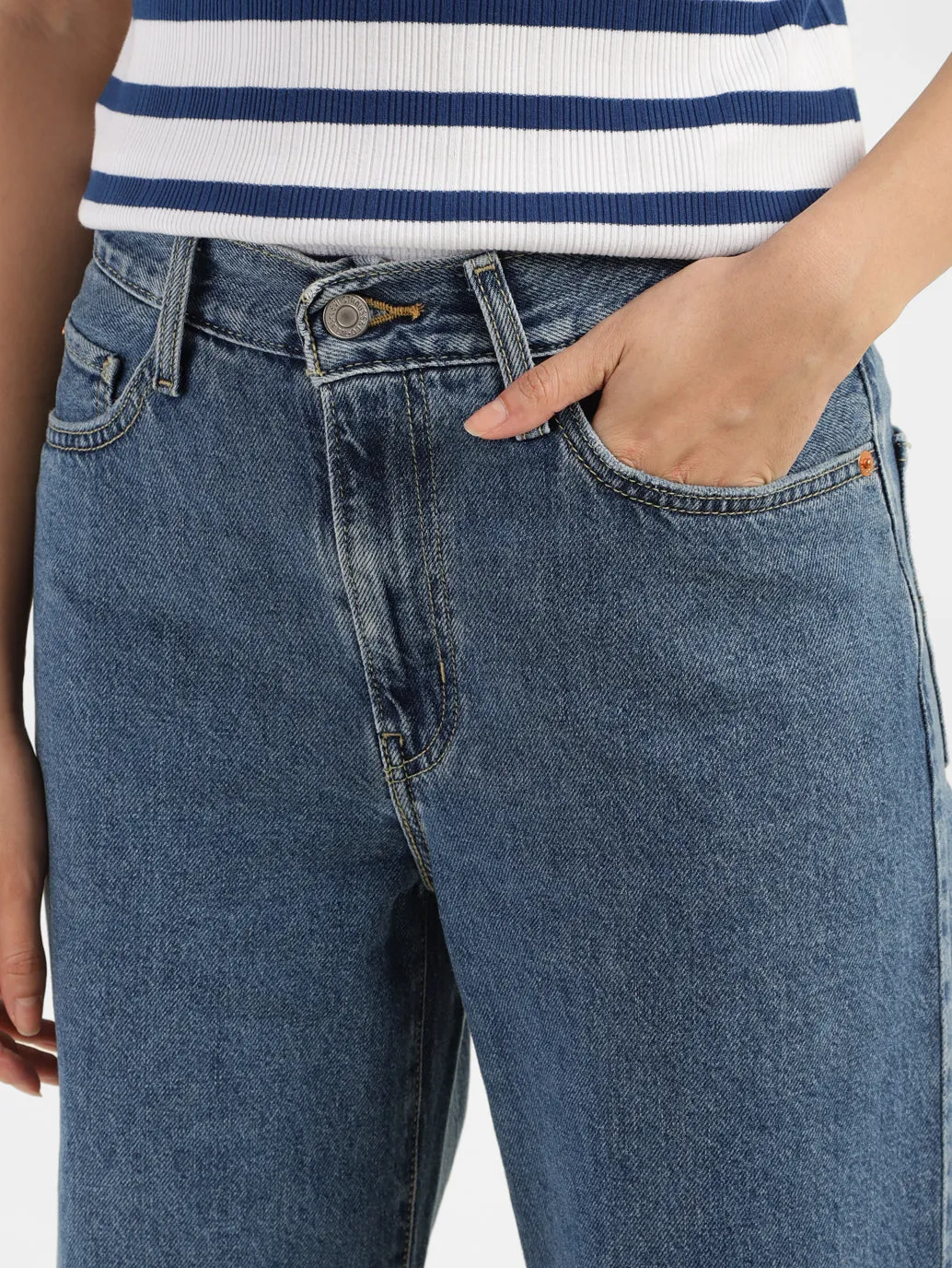 Women's 94 Blue Baggy Fit High Rise Jeans