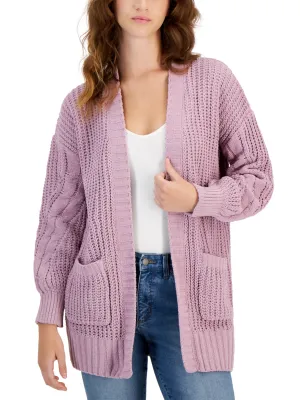 Women's Cable Knit Cardigan,Light Purple