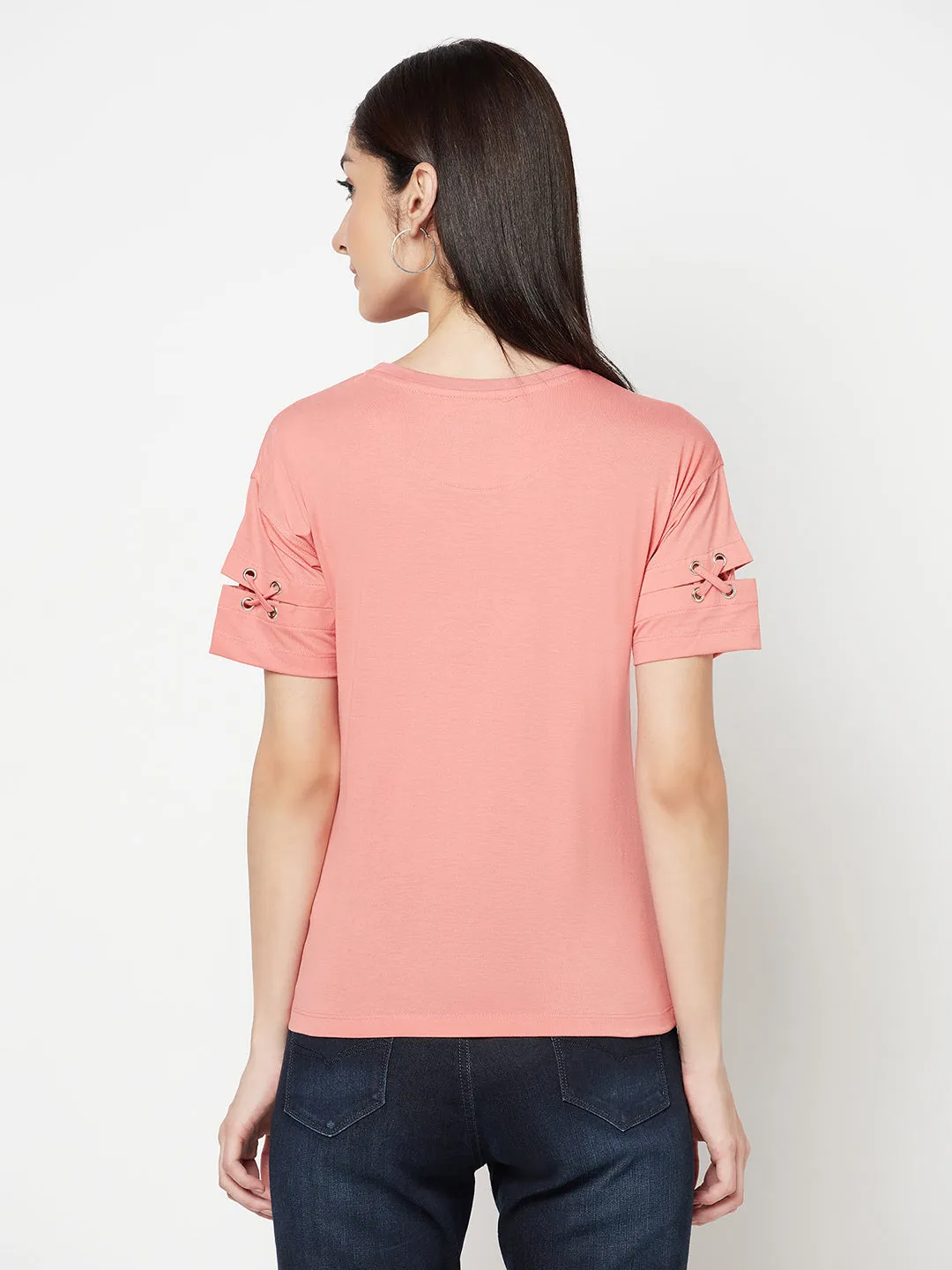 Women's Casual Regular Short Sleeve Coral Round neck Graphic Print T-Shirt